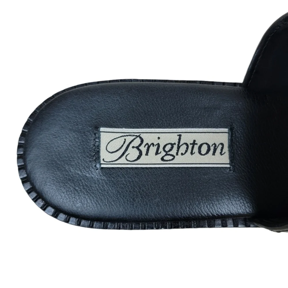 BRIGHTON Sandals Black Basket Weave Leather - 10 Narrow - Nearly New - Picture 2 of 16